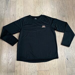 Black Long-Sleeve Performance Shirt with Small Logo Size Large